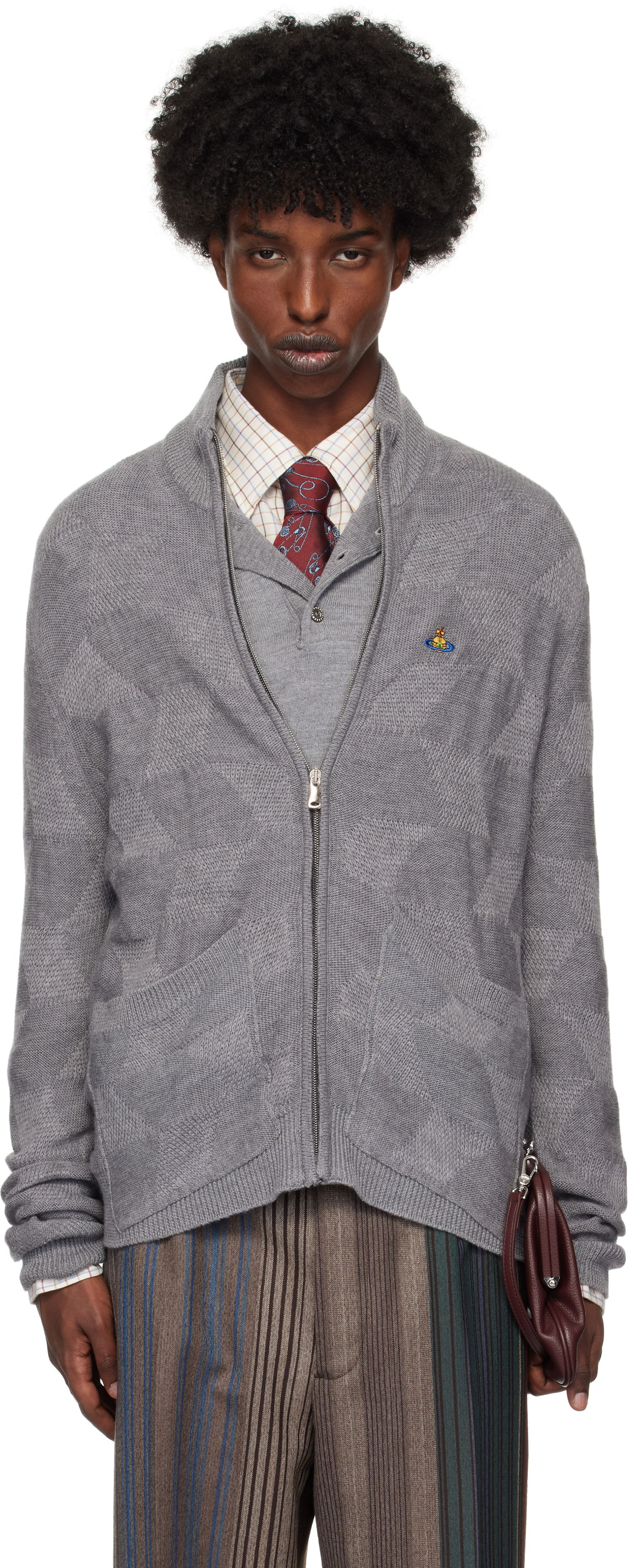Sweater Vivienne Westwood Fisherman Zip-Up Sweater Grå | 2701001T-Y002M-, 0