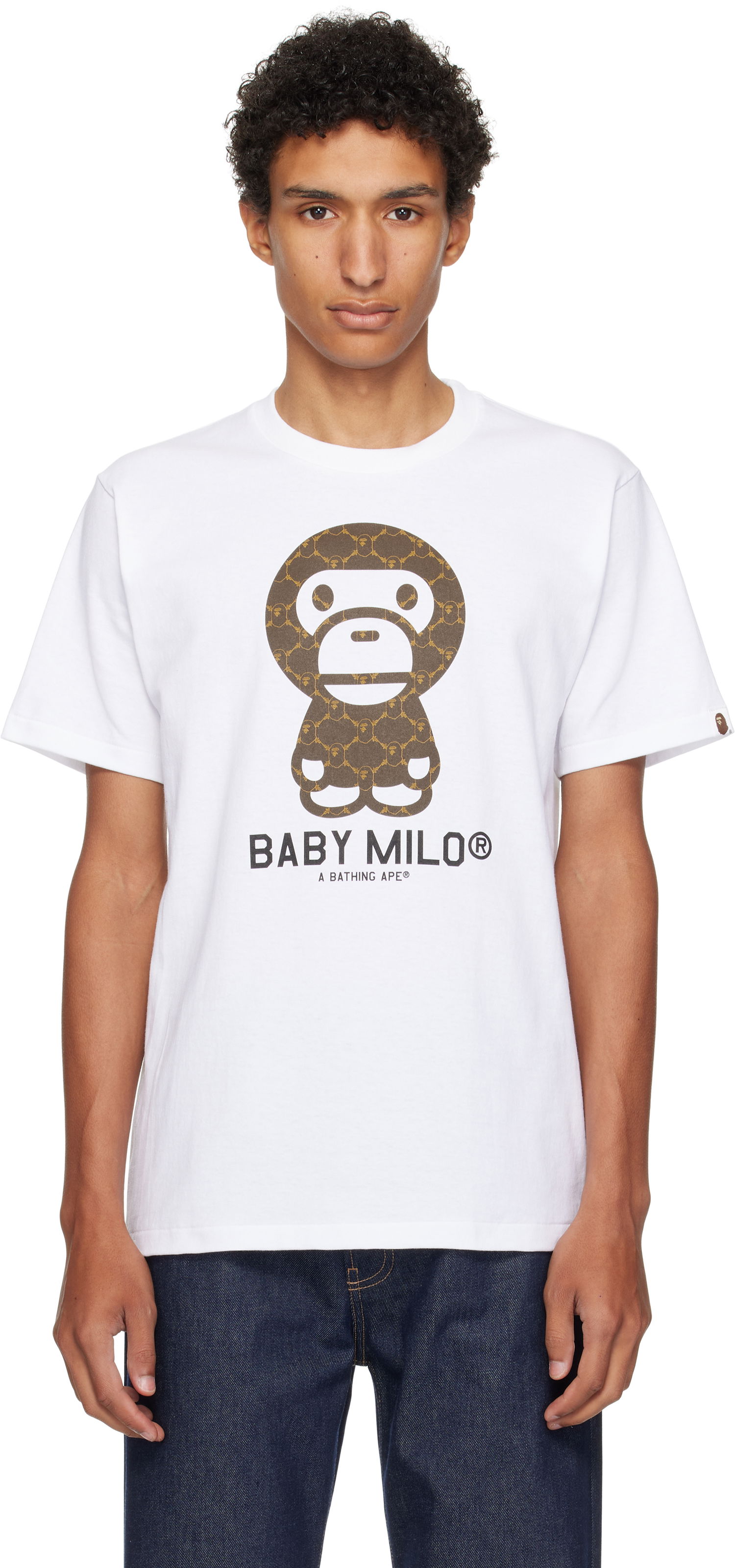T-shirt BAPE BAPE College Monogram Baby Milo T-Shirt Vit | 002TEL301008M, 0
