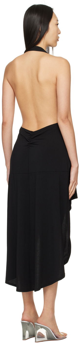 Klä Miaou Miaou Elena Halter Asymmetrical Midi Dress Svart | 5044VISBLK, 2