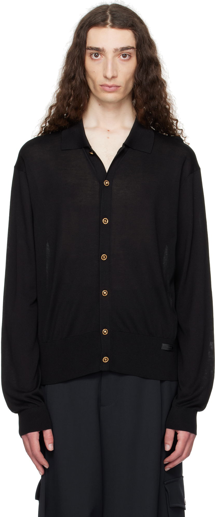 Sweater Versace Versace Knit Silk Cardigan Svart | 1020281_1A12273