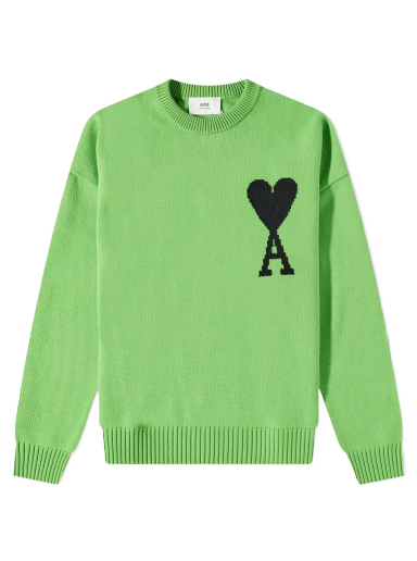 Sweater AMI Large A Heart Crewneck Sweater Grön | UKS002-018-324