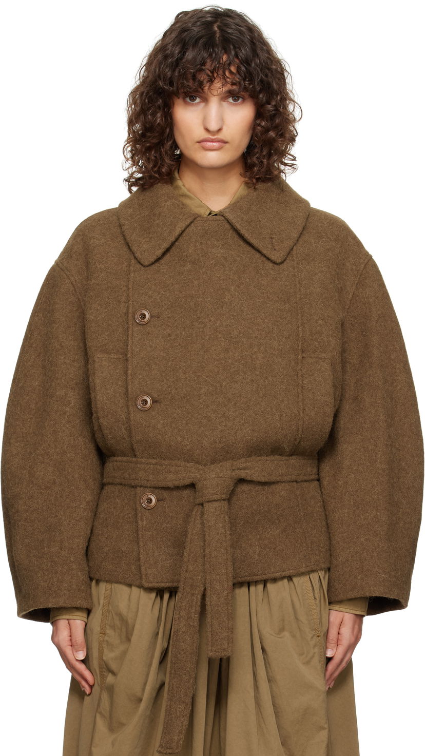 Rockar LEMAIRE Lemaire Short Asymmetrical Bathrobe Jacket Brun | CO1083 LF504