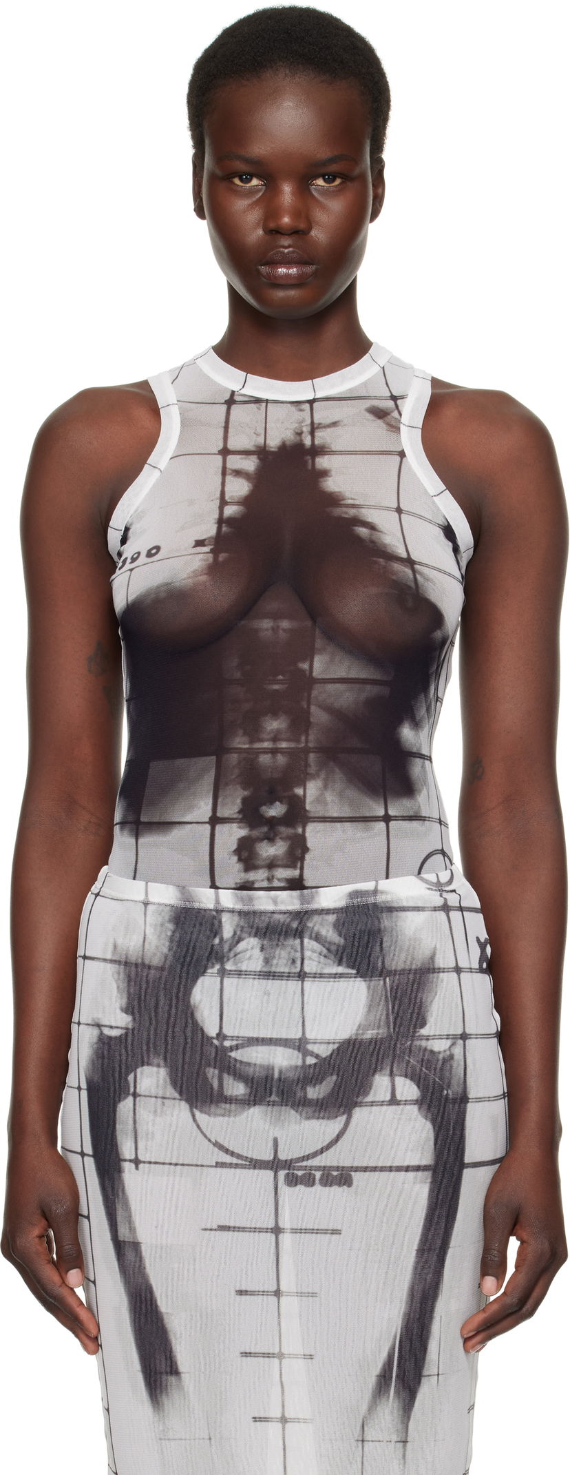 Klä Jean Paul Gaultier Jean Paul Gaultier 'The Squeletor' Printed Bodysuit Vit | 25/33-F-BD058-T580-0100