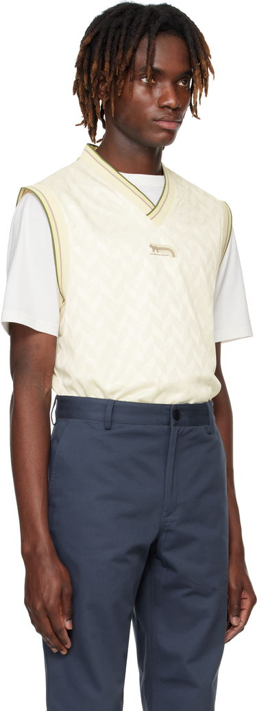 Väst MAISON KITSUNÉ Maison Kitsuné Jacquard Flash Fox Vest Beige | OM00119KJ7021, 1