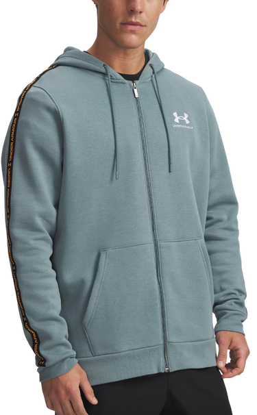Sweatshirt Under Armour Icon Fleece Full Zip Hoodie with Taping Turkos | 1390298-587, 0