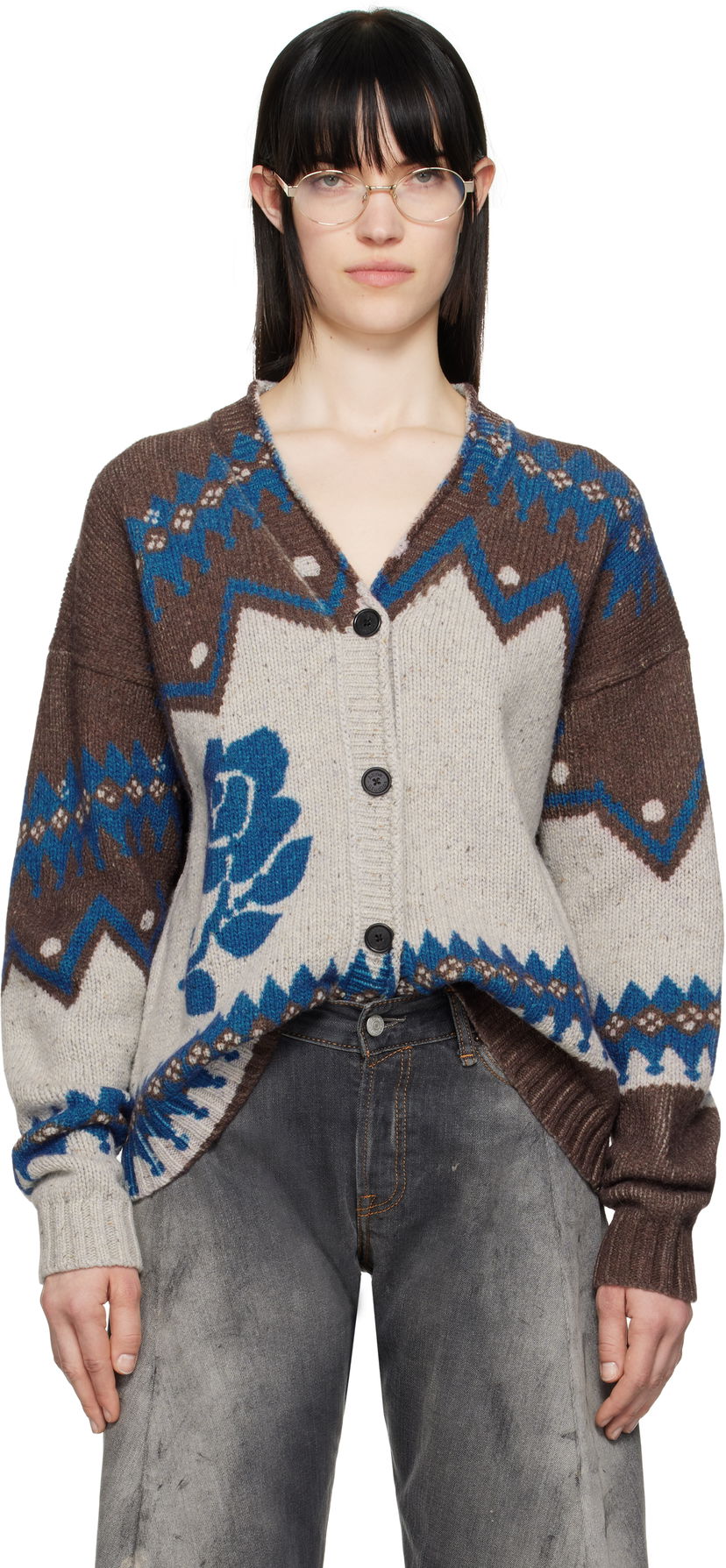 Sweater Acne Studios Acne Studios Jacquard Wool Cardigan Flerfärgad | A60577-