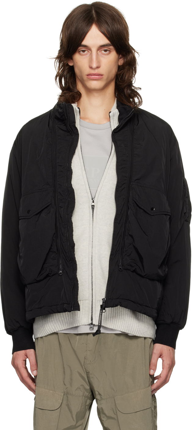 Pufferjacka C.P. Company Black Chrome-R Body Zippers Padded Jacket Svart | 17CMOW089A-005904G