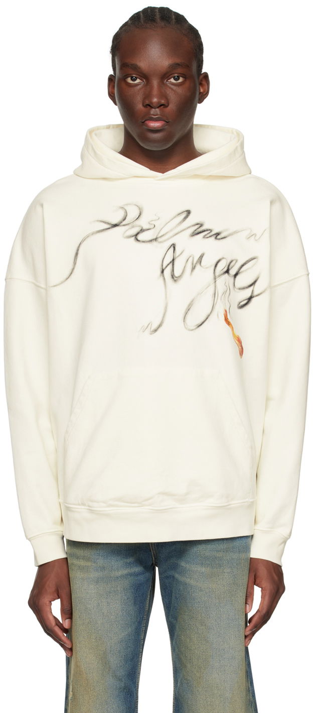 Sweatshirt Palm Angels Foggy Hoodie "Off-White" Vit | PMBB117R24FLE0050310