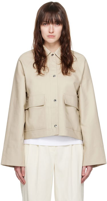 Jacka TOTEME TOTEME Cropped Flap Pocket Jacket Beige | 243-WRO0129-FB0198, 0