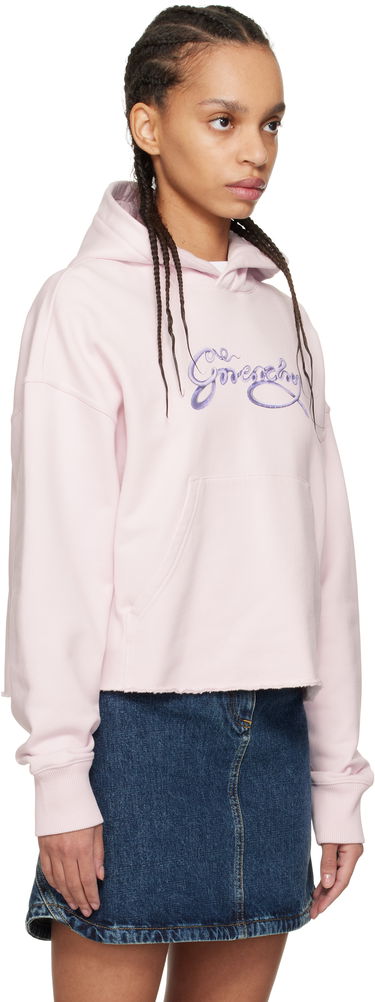 Sweatshirt Givenchy Givenchy Cropped Snake Print Fleece Hoodie Rosa | BWJ03MP705680, 1