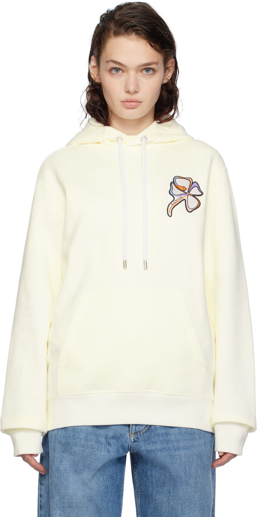 Sweatshirt LANVIN Clover Snake Patch Hoodie Vit | RU-HO0001-J156-H24