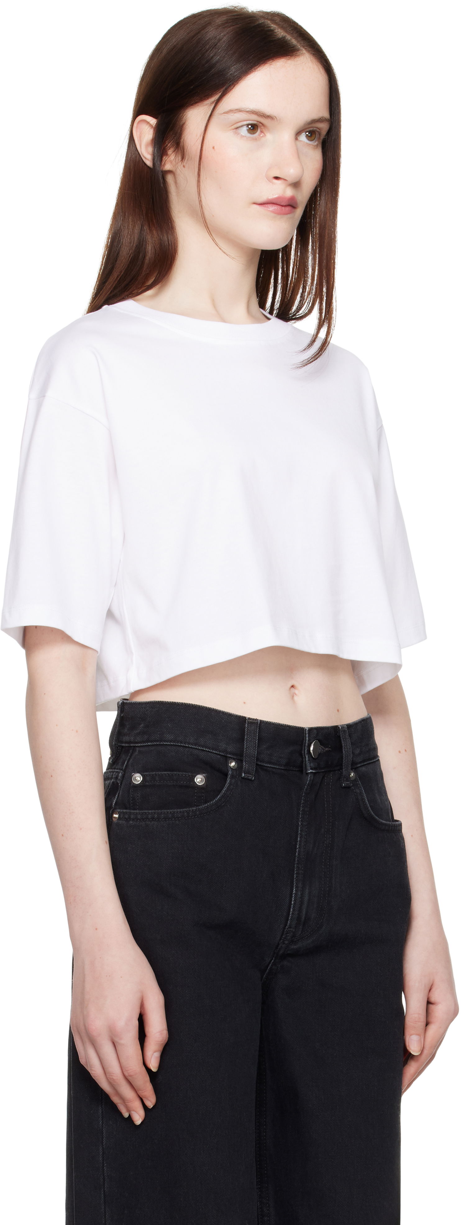 Crop top Loulou de Saison Loulou de Saison Gupo Cropped T-Shirt Vit | GUPO, 1