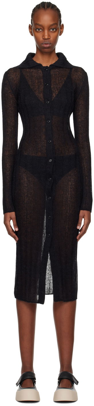 Klä KENZO Paris Semi-Sheer Midi Dress Svart | FE52CA4543AB