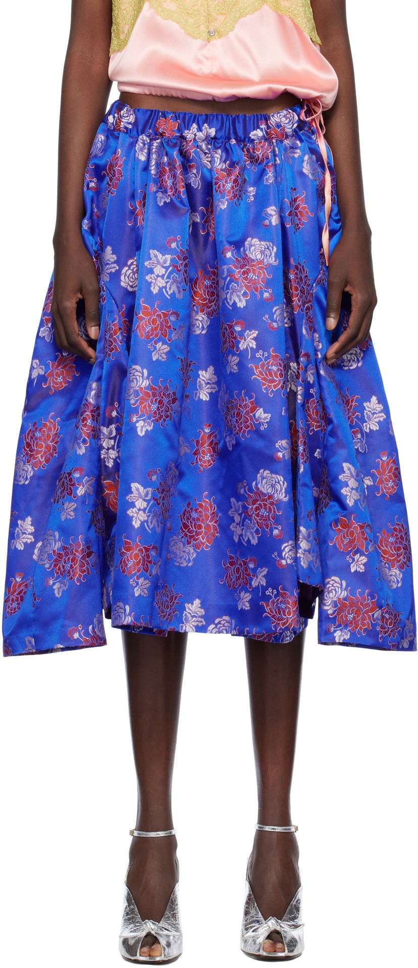 Kjol Comme des Garçons Comme des Garçons Jacquard Pattern Midi Skirt Blå | GO-S002-051-1