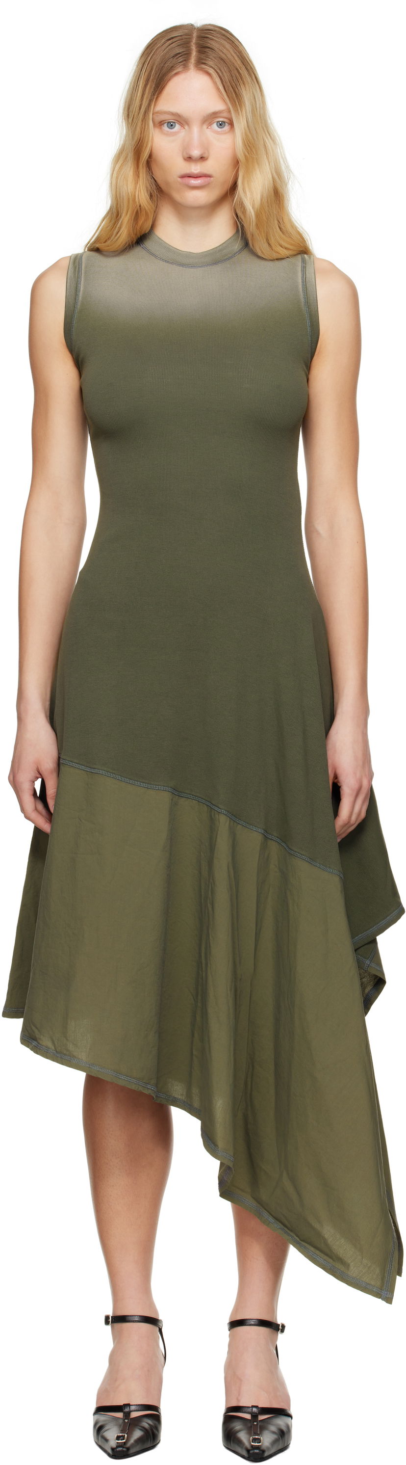 Klä Diesel Diesel D-Elicy Asymmetrical Midi Dress Grön | A16590 0NJBC