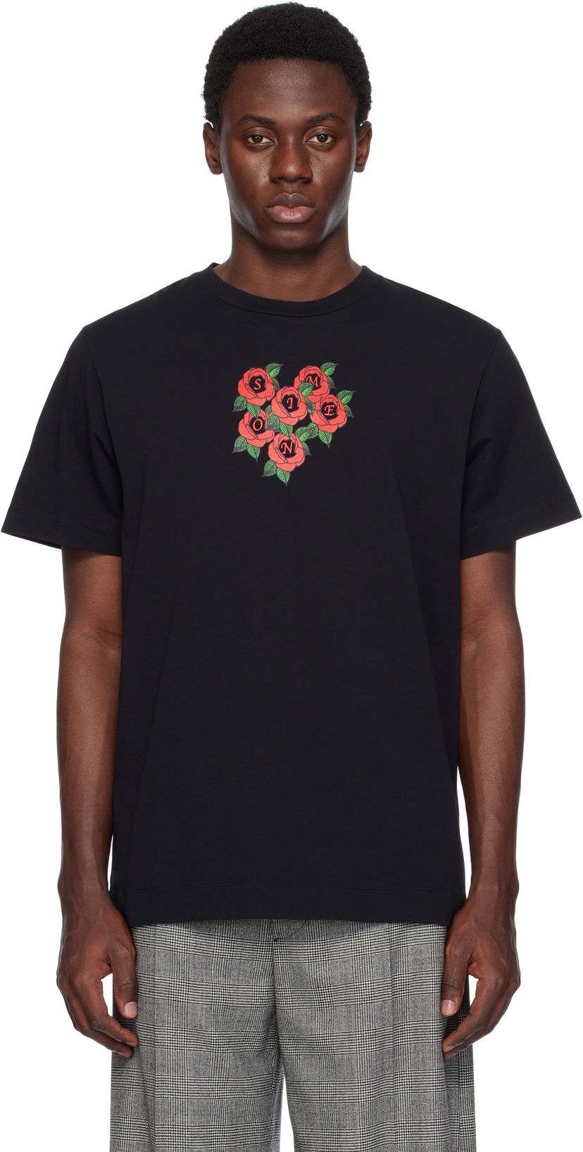 T-shirt Simone Rocha Simone Rocha Cluster Rose Logo Print T-Shirt Svart | 5195P36P37-M 0569
