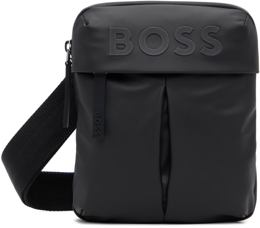 Axelväska BOSS Bonded-Logo Shoulder Bag Svart | 50548089