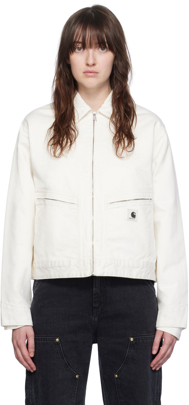 Jacka Carhartt WIP Women's Cropped Organic Cotton Zip-Up Jacket Vit | I033568 D602