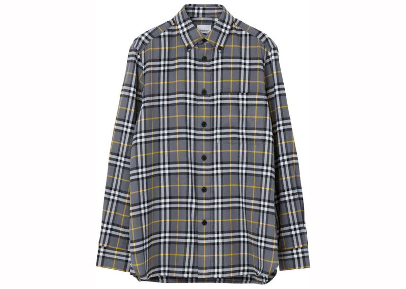 Skjorta Burberry Burberry Check-Pattern Cotton Flannel Shirt Grå | 8064884/8004833