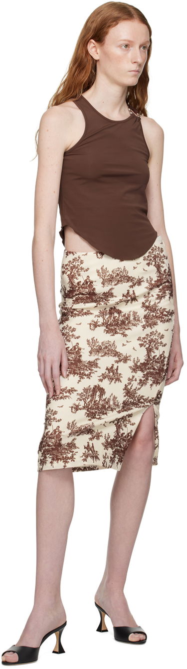 Kjol Miaou Miaou Moni Toile Print Midi Skirt Beige | 4005-CL-BRT, 3