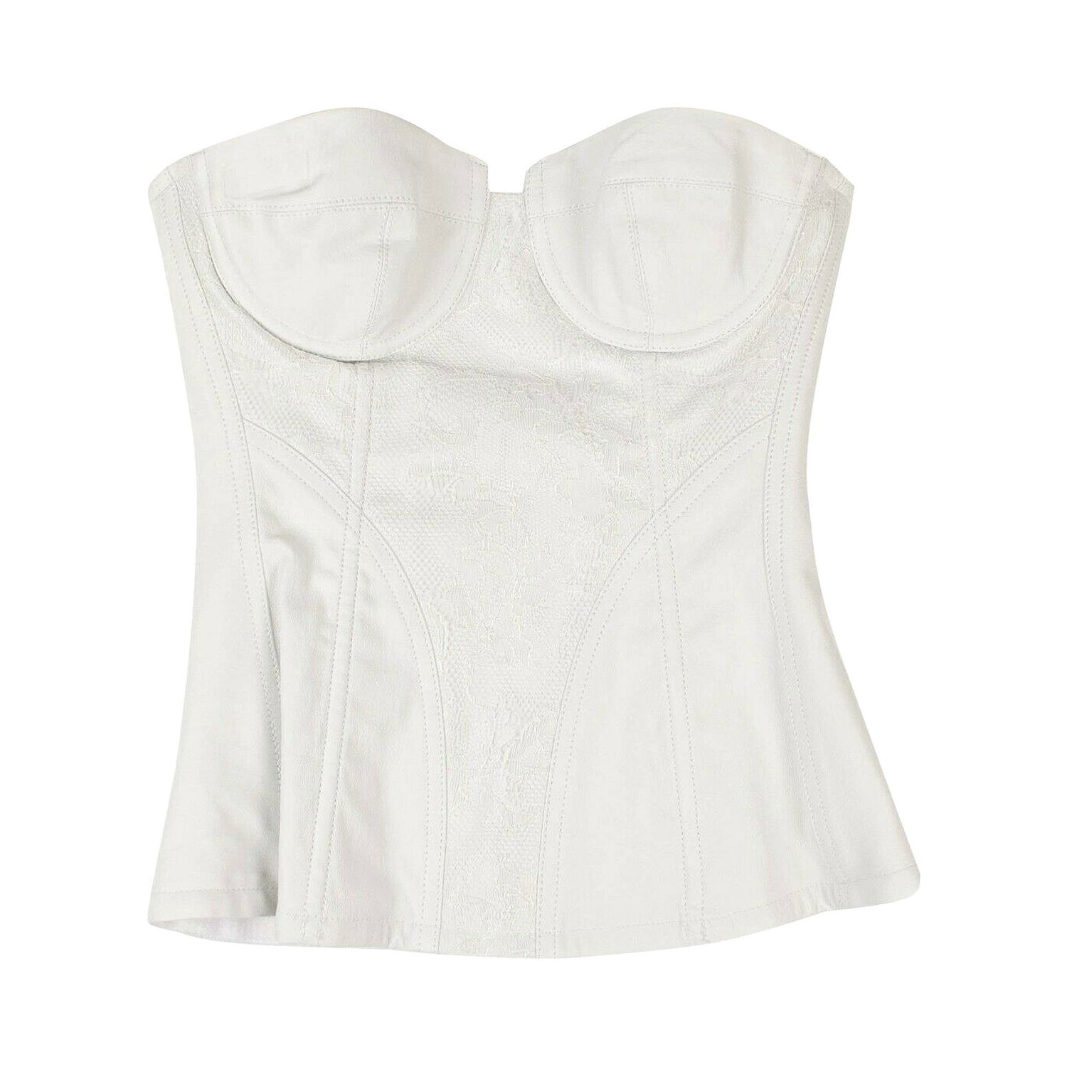 Kropp AMIRI Leather And Lace Corset Top Vit | WTCOR LTHWHT WHIT, 1