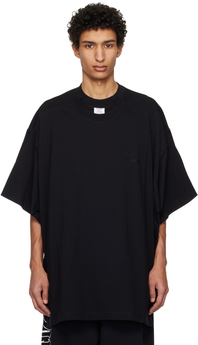 T-shirt VETEMENTS Vetements Merged Double Oversized T-Shirt Svart | UA66TR635B