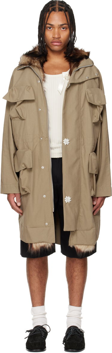 Parkas Simone Rocha Simone Rocha Multi Pocket Faux Fur Lined Parka Coat Beige | 2078B 1267, 0