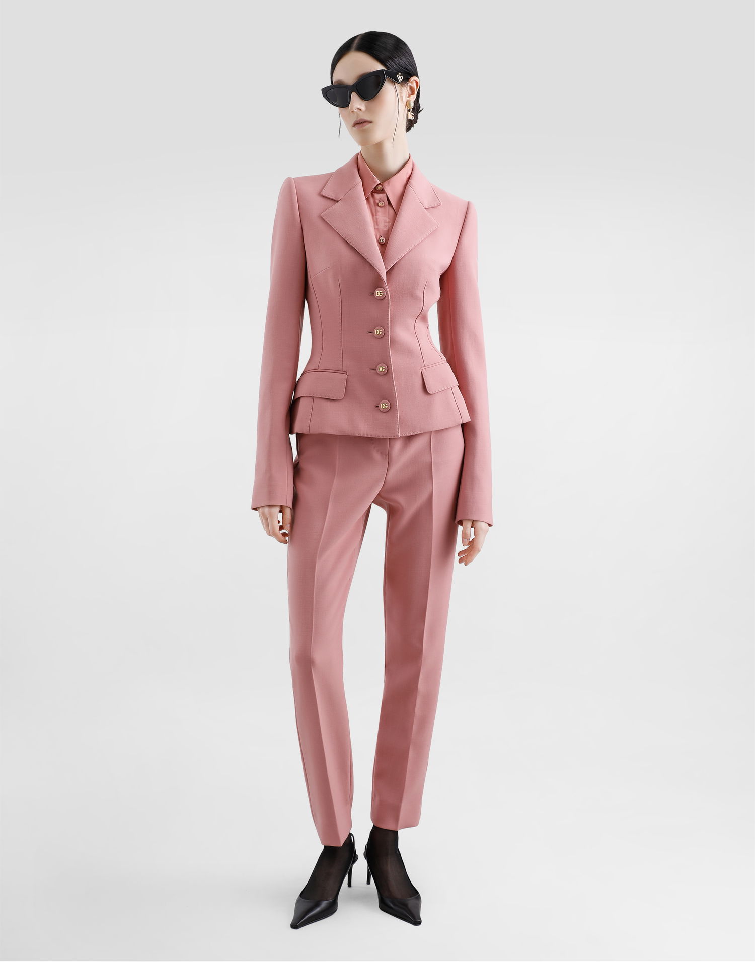 Jacka Dolce & Gabbana Dolce & Gabbana Single-Breasted Wool Crepe Dolce Jacket Rosa | F27DSTFU2L8F0473, 1