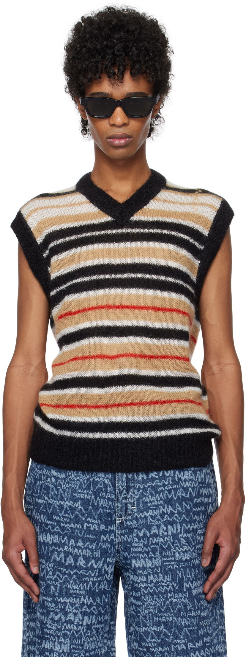 Sweater Marni Marni Striped Fuzzy Vest Flerfärgad | CVMG0136Q0 UFU178