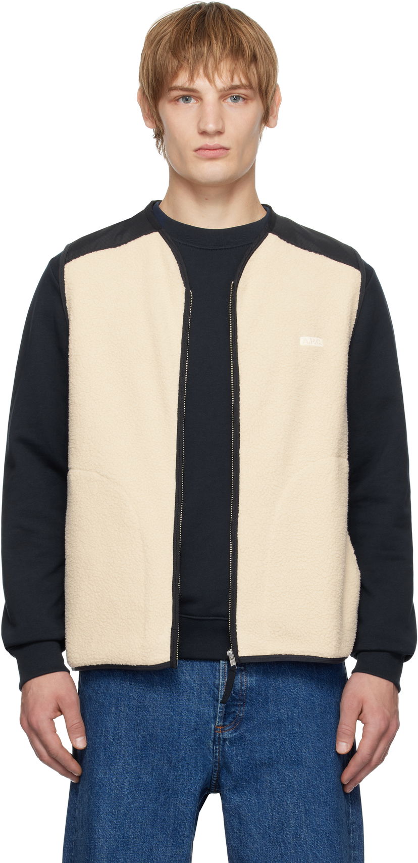 Väst A.P.C. Fleece & Nylon Panel Vest Beige | PSAIF-M32006