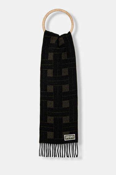 Halsduk KENZO Reversible Wool Scarf with Geometric Pattern Svart | FE68EU014JEC.51, 0