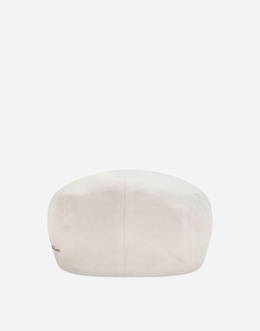 Basker Dolce & Gabbana Linen Twill Flat Cap With Logo Embroidery Vit | GH587ZFU4L0W0001, 3
