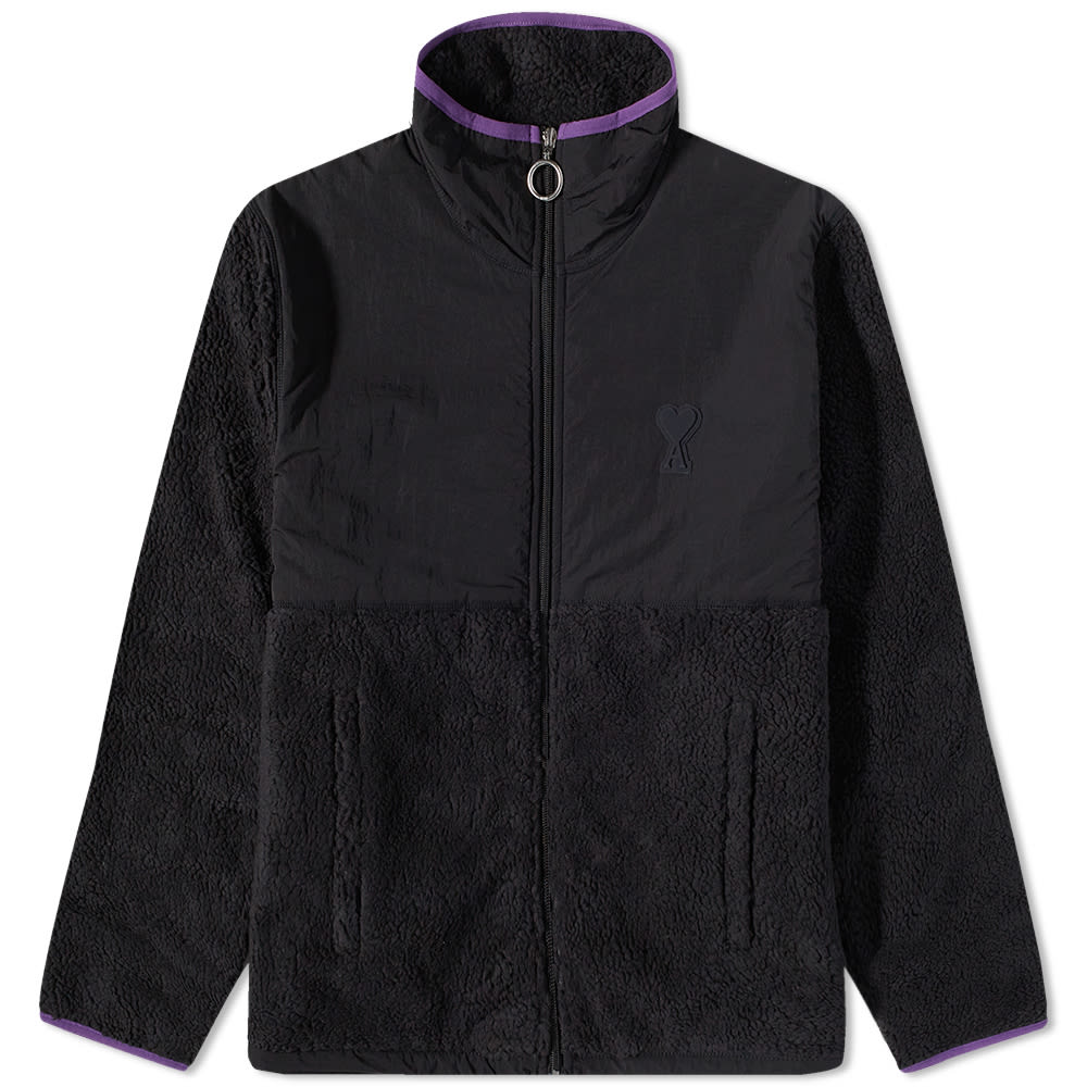 Jacka AMI Heart Sherpa Zip Fleece Jacket Svart | HJK007-761-025, 0