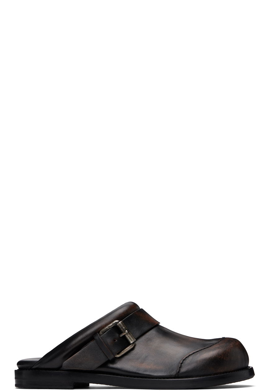 Rockar Acne Studios Acne Studios Leather Buckle Mules Brun | AD0799-