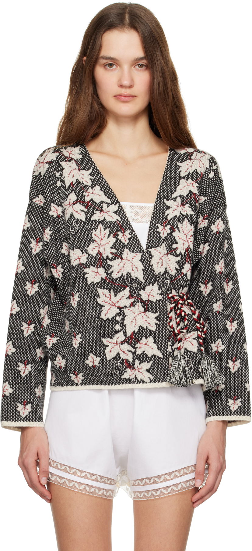 Sweater Bode Maple Jacquard Cardigan Svart | WRF24KT008