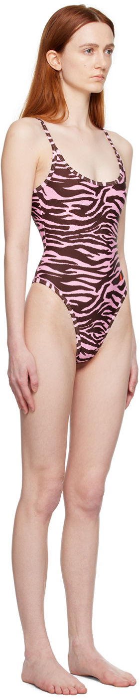 Badkläder The Attico The Attico Zebra One-Piece Swimsuit Rosa | 233WBB63 PA14, 1