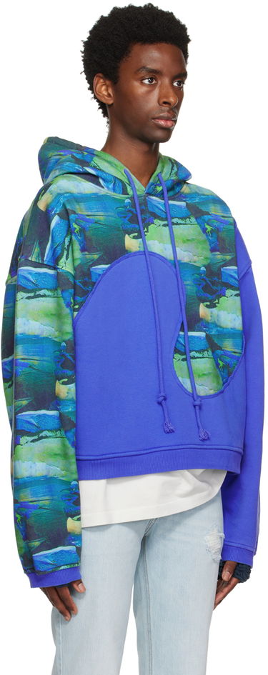 Sweatshirt ERL Paneled Graphic Hoodie Blå | ERL06T038, 3