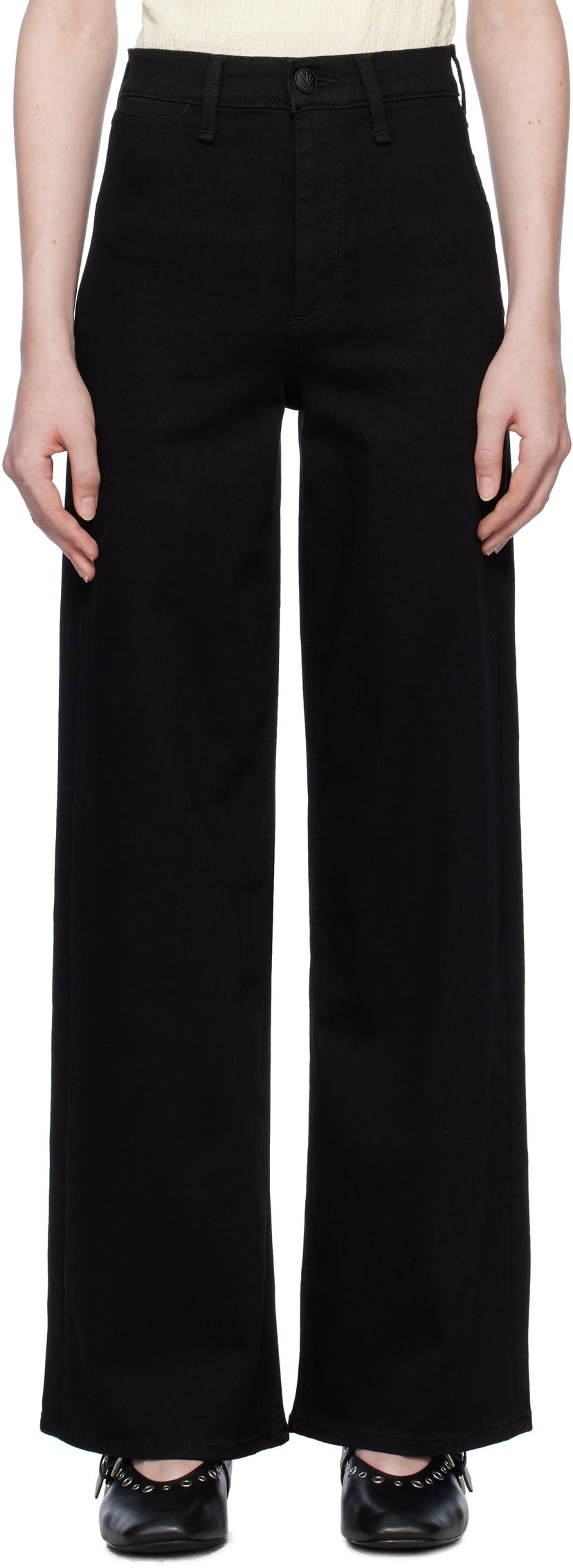 Jeans rag & bone rag & bone Hadley Wide Leg Jeans Svart | WDD24H3002EPBL