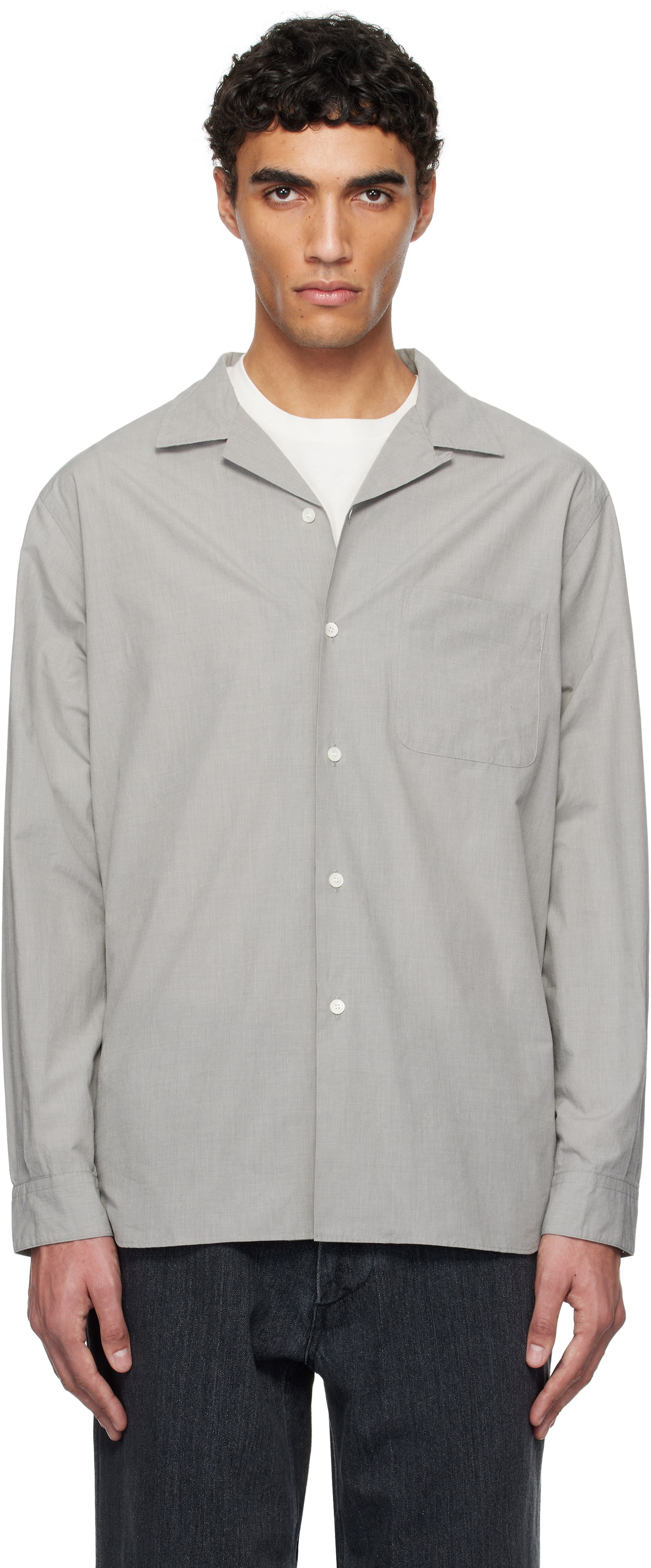 Skjorta NANAMICA nanamica Open Collar End-on-End Shirt Grå | S25SG063U, 0
