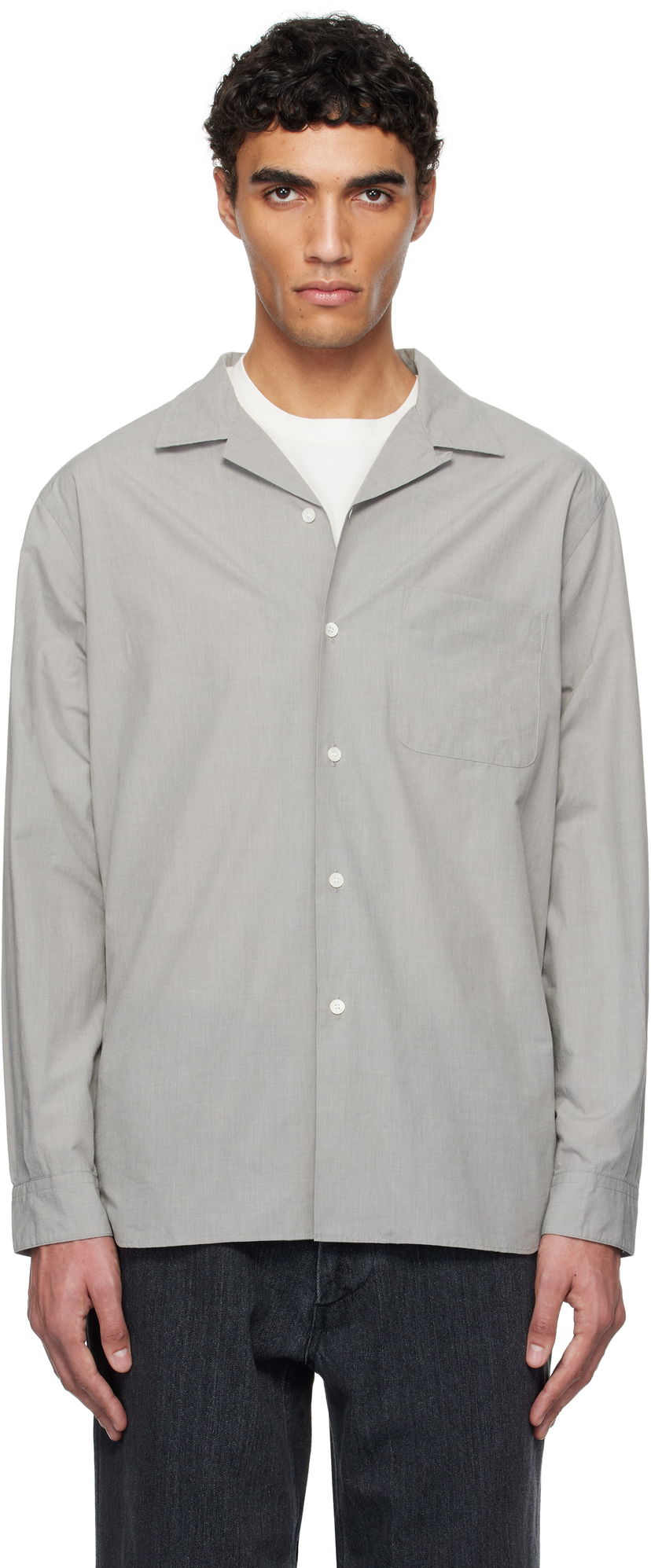 Skjorta NANAMICA nanamica Open Collar End-on-End Shirt Grå | S25SG063U
