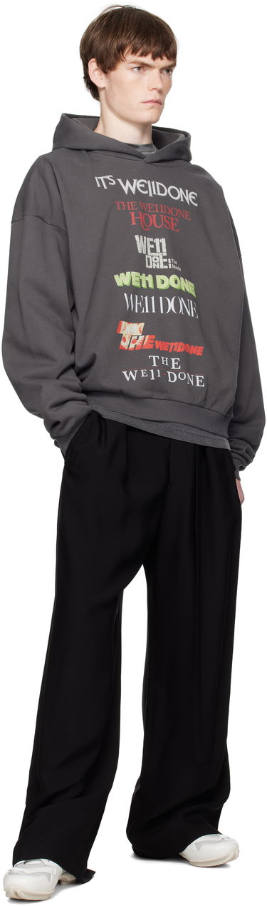 Sweatshirt We11done We11done Multi Logo Print Hoodie Grå | WD-TH2-25-832-U-GY, 3