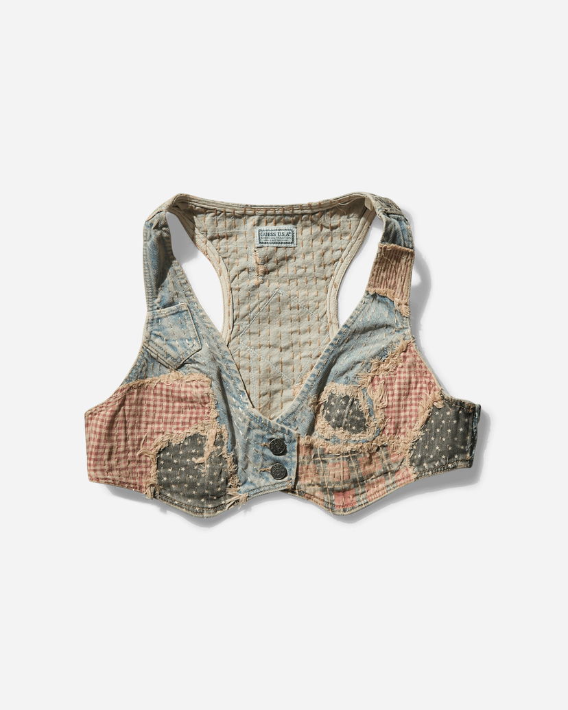 Väst GUESS Vintage Denim Patchwork Vest Blå | W5GH29D4RVB GULW