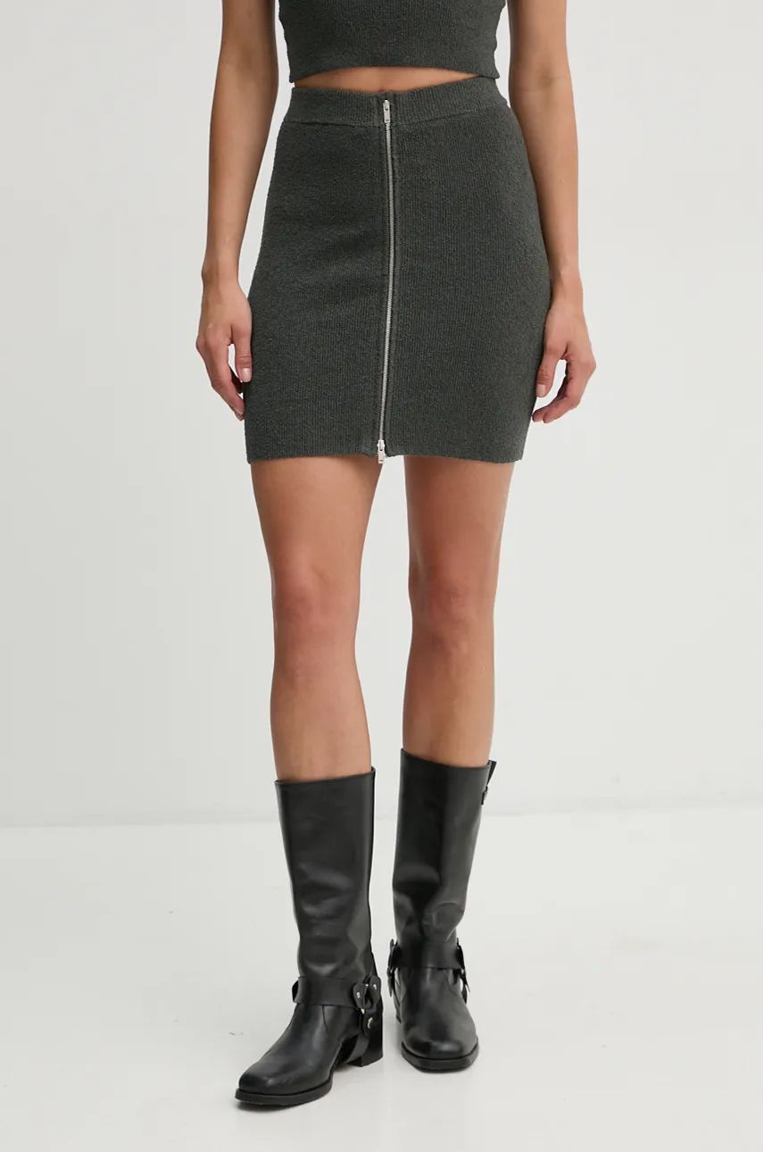 Kjol Nanushka Textured Mini Skirt with Front Zip Grön | NW24PFSK23494, 0