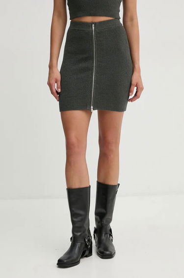 Kjol Nanushka Textured Mini Skirt with Front Zip Grön | NW24PFSK23494, 0