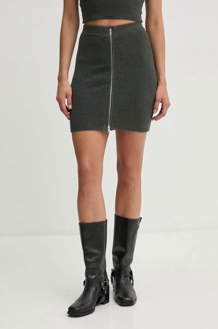 Kjol Nanushka Textured Mini Skirt with Front Zip Grön | NW24PFSK23494