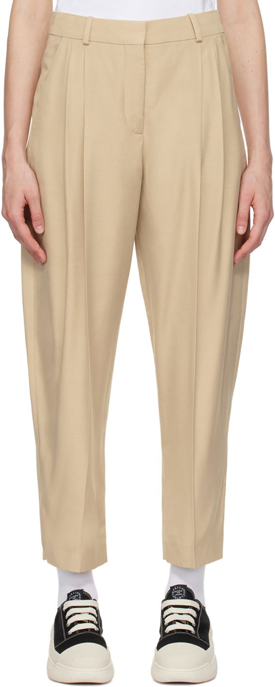 Byxor Stella McCartney Stella McCartney Tapered Trousers Beige | 5919643DU701