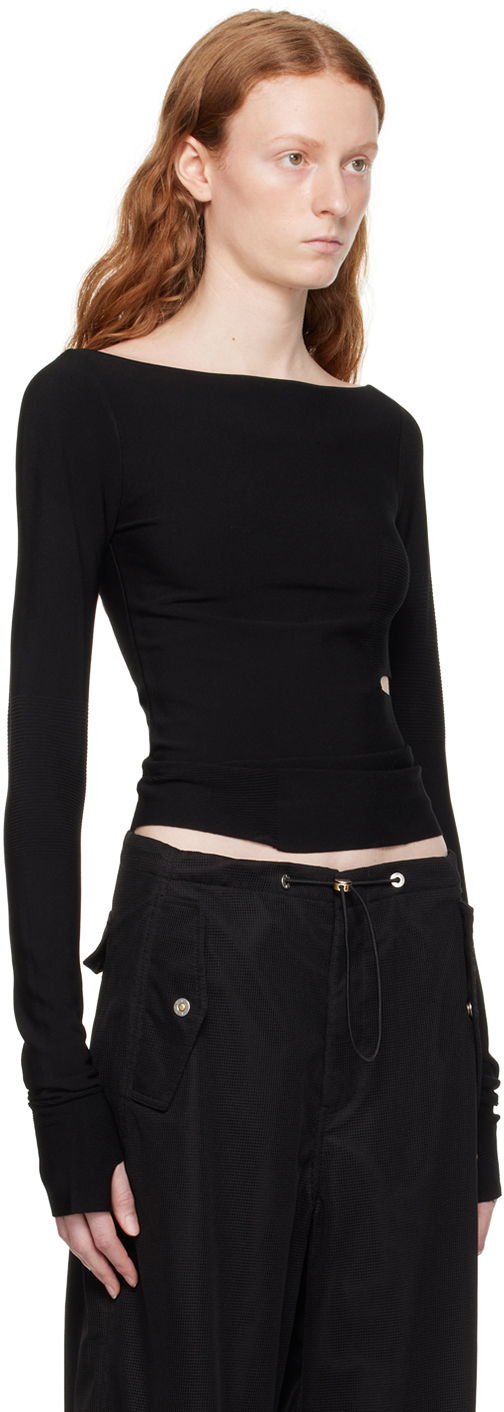 T-shirt Dion Lee Cinched Slit Long Sleeve Top Svart | C7212P23, 1