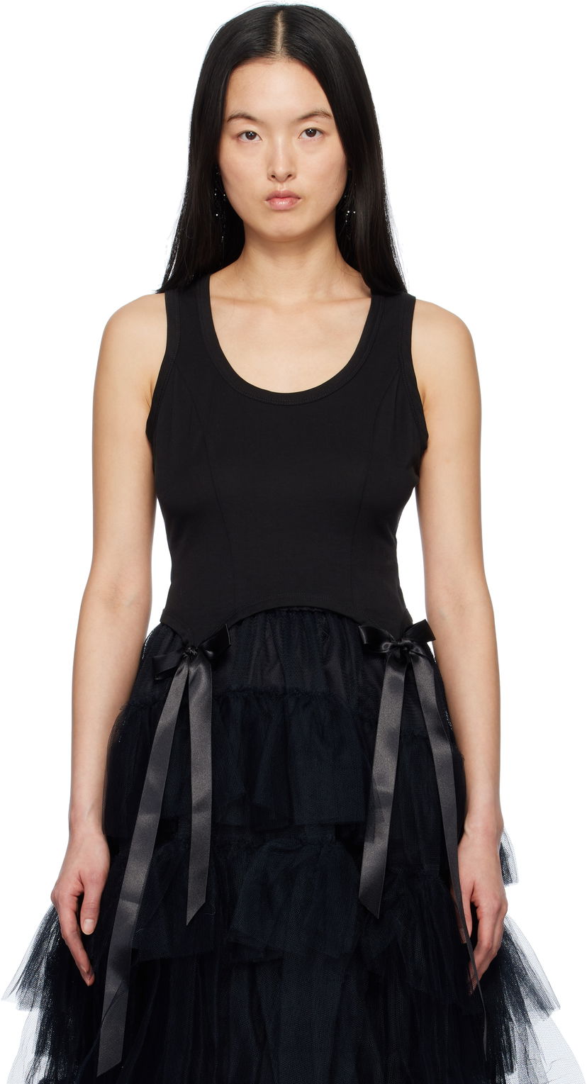 Linne Simone Rocha Simone Rocha Bow Tail Tank Top Svart | 5222 0571