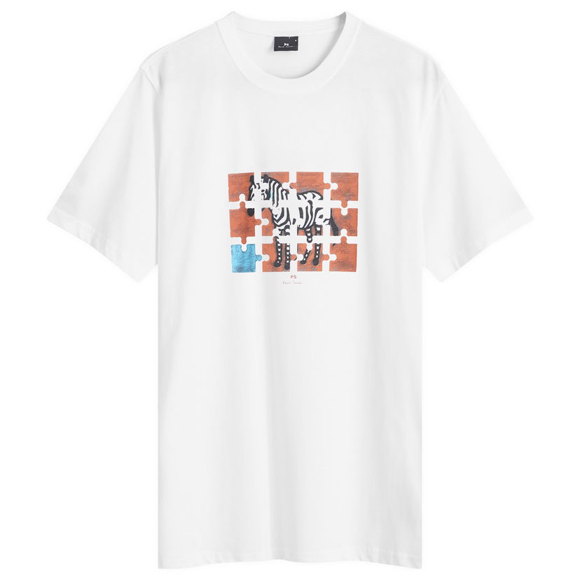 T-shirt Paul Smith Paul Smith Men's Jigsaw Zebra Graphic T-Shirt, Size Large Vit | M2R-011R-PP5079-01