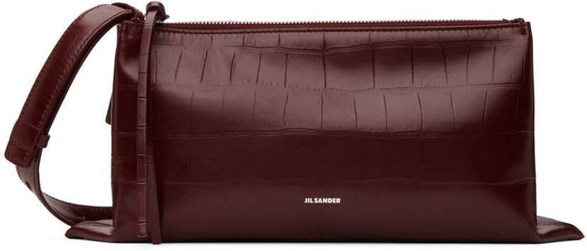 Handväska Jil Sander Empire Small Croc-Effect Leather Shoulder Bag Röd | J07WD0051_P7098